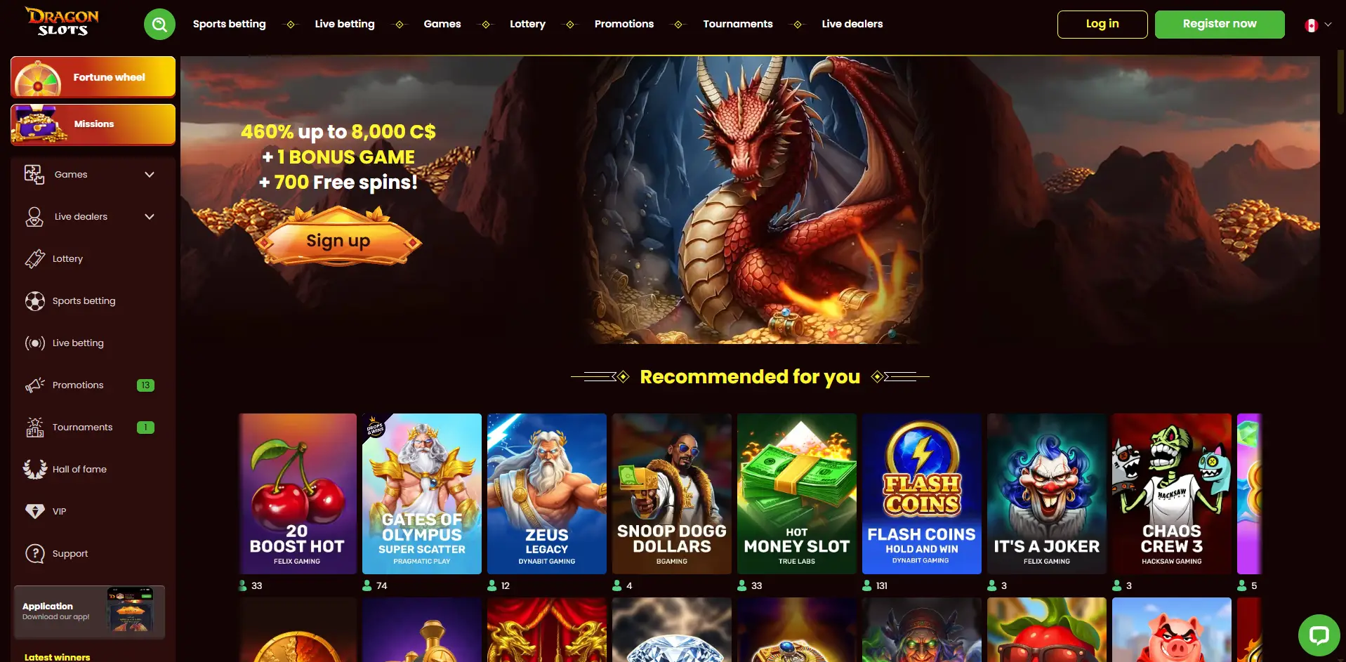 Dragonslots Casino screen