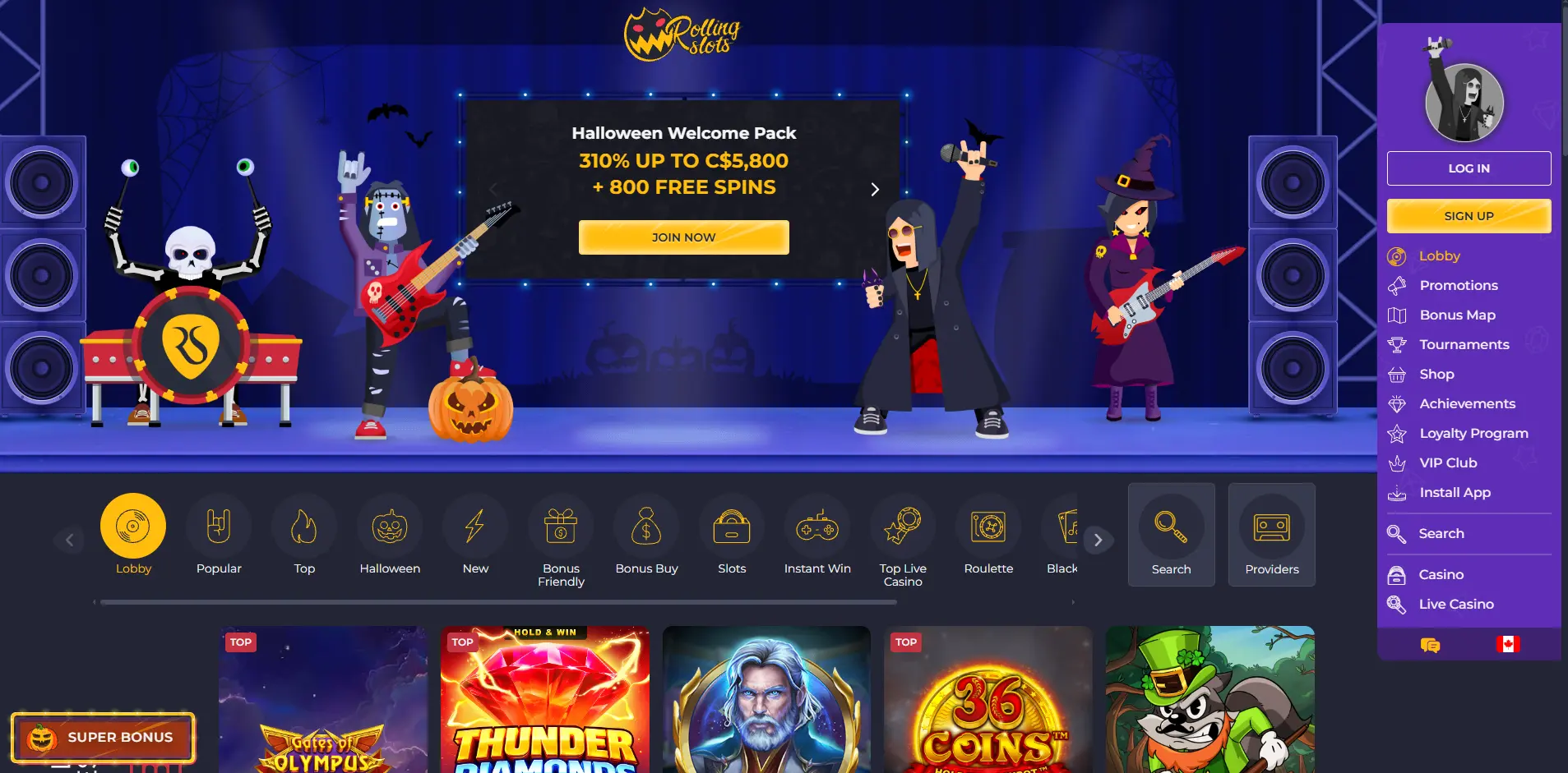 Rolling Slots Casino screen